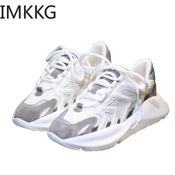 

2019 Newest Stylish Four Seasons Running Shoes Women High Quality White Sneakers Lace-Up Lightweight Breathable Walking Shoes