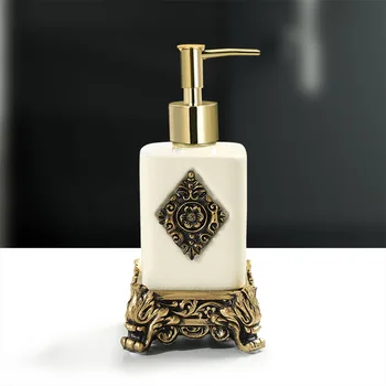 

1pcs Ceramic Emulsion Dispensing Bottle Gold Preser Portable Soap Dispensers Hotel Club Hand Shower Gel Shampoo Bottle