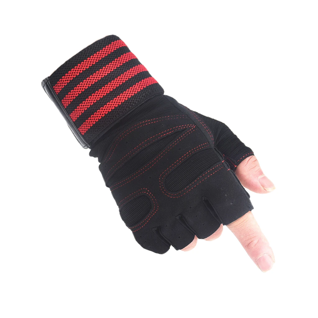 Перчатки для тренировки в спортзале с поддержкой запястья для мужчин и женщин Кроссфит фитнес упражнения Powerlifting equipment мужские т перчатки - Цвет: red gym gloves