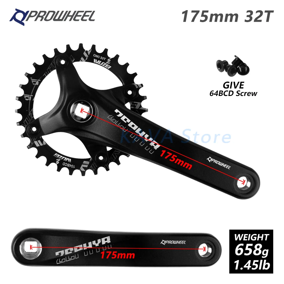 Square hole 175 32T Prowheel велосипедная Звездочка 104BCD MTB для велосипеда с квадратным отверстием 170 мм 175 мм Кривошип 32T 34T 36T 38T круглая узкая широкая цепь - Цвет: Square hole 175 32T