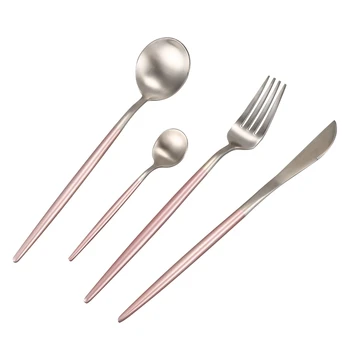 

Tableware Set Stainless Steel Cutlery Set Western Food Tableware Luxury Fork Teaspoon Knife Cutlery Set Pink&Silver