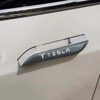

Car Styling accessories For Tesla Model X Model S logo Badge Car Door Handle Wrap Cover Protector carbon fiber Decal stickers