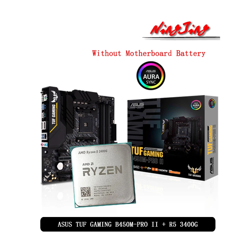 AMD Ryzen 5 3400G R5 CPU + ASUS TUF GAMING B450M PRO II материнская плата подходит для Socket AM4 все новые но