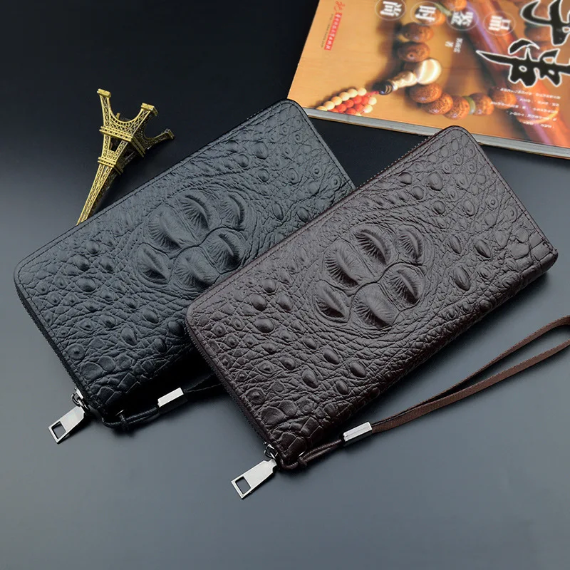 

2019 new alligator wallet men's long zipper wallet handbag business large capacity wallet mobile bag