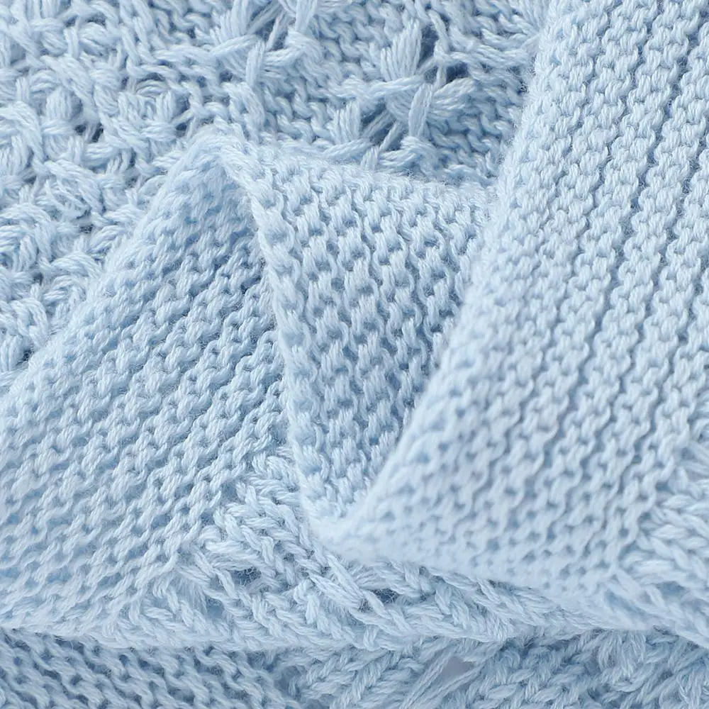 Baby Blankets Newborn Boys Girls Stroller Bed Crib Blankets 100*80cm Solid Color Knitted Infant Kids Monthly Swaddle Wrap Quilts
