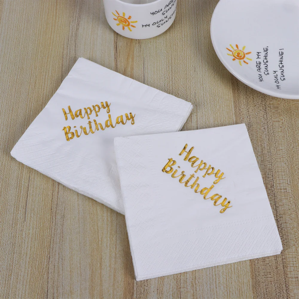 

10PCS Golden Pattern Napkins Paper Beautiful Disposable Printed Napkins Tissues Party Supplies for Wedding