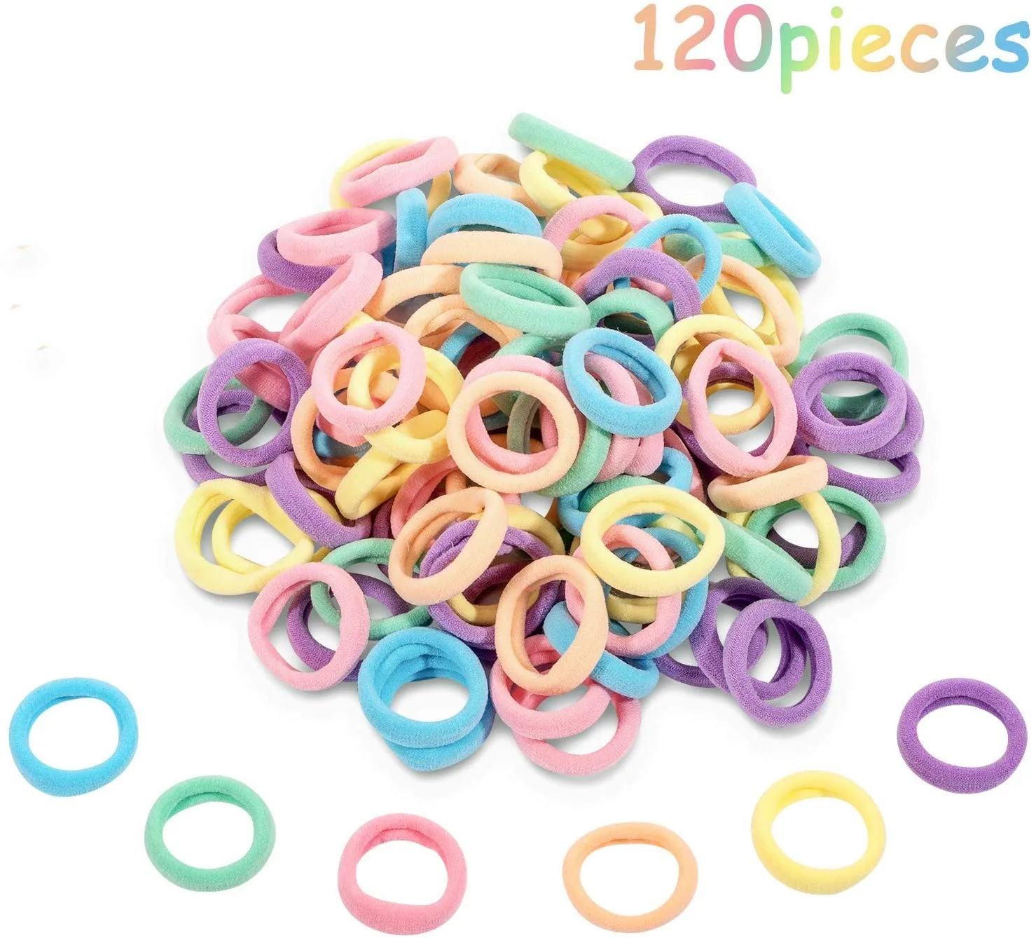 120pcs stretch hair rope loop Women Hair Scrunchie Holder Stretchy hair ties Ring Elastic Hairband Ponytail accessories 10.9