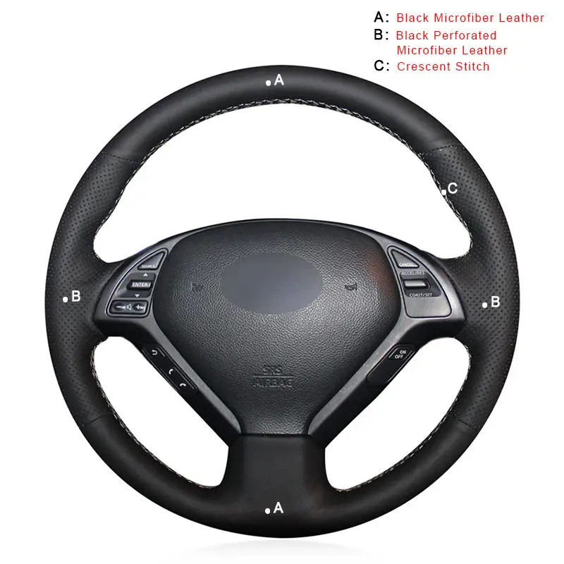 Microfiber Leather Авто оплетка на руль для Infiniti G G25 G35 G37 EX EX35 EX37 Q Q40 Q60 QX50(США)- Автомобильный руль - Название цвета: Microfiber Leather
