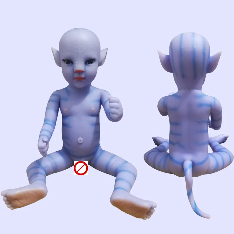 Mini 12 Inch Avatar Girl Reborn Baby Dolls Full Vinyl Body Anime Blue Newbirth Can Rotate And Glow At Night Toys For Kids Gift |