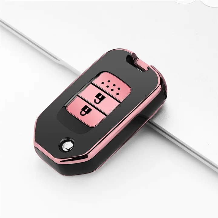 Мягкий чехол для ключей из ТПУ для Honda Civic Cr-V Card V Agreement 9 pilot Vezel city Jazz Crider HRV Case для pc Car - Название цвета: F-Pink
