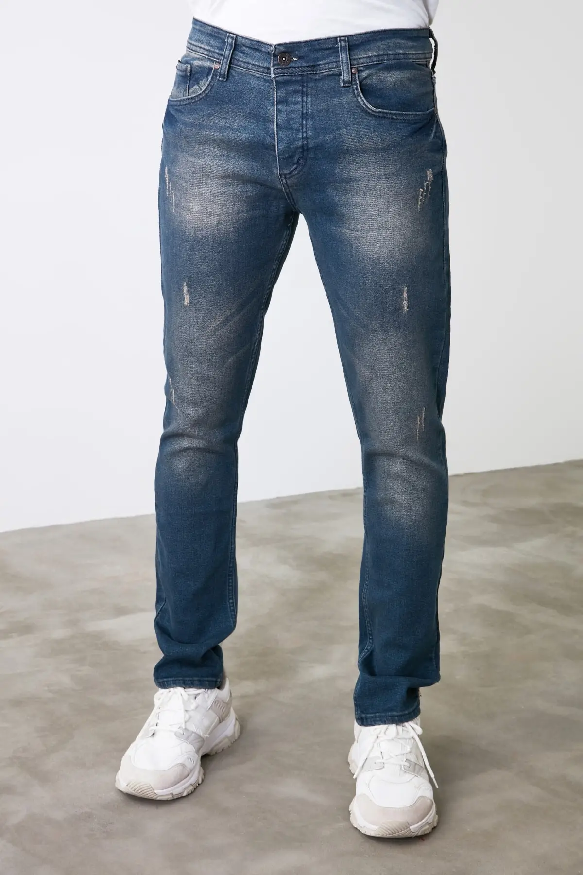 Trendyol Indigo Men Harrow Yıpratmalı Skinny Jeans TMNAW20JE0252 -  AliExpress