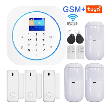 

GSM Alarm System Wifi GSM Alarm Intercom Remote Control Autodial 433MHz Detectors IOS Android Tuya APP Control Touch Keyboard