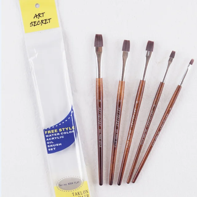 Artsecret New #2205 South Korea Nylon Hairbrass Ferrule Wooden Handle Flat  Combs Brush Suitable For Watercolor Acrylic Painting - Paint Brushes -  AliExpress