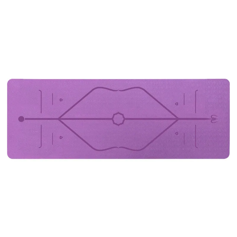 Purple Двойной цвет 1830*610*6 мм коврик для йоги с линией позиционирования нескользящий плотный для начинающих подходит для пилатеса фитнеса коврик для гостиной - Цвет: Purple