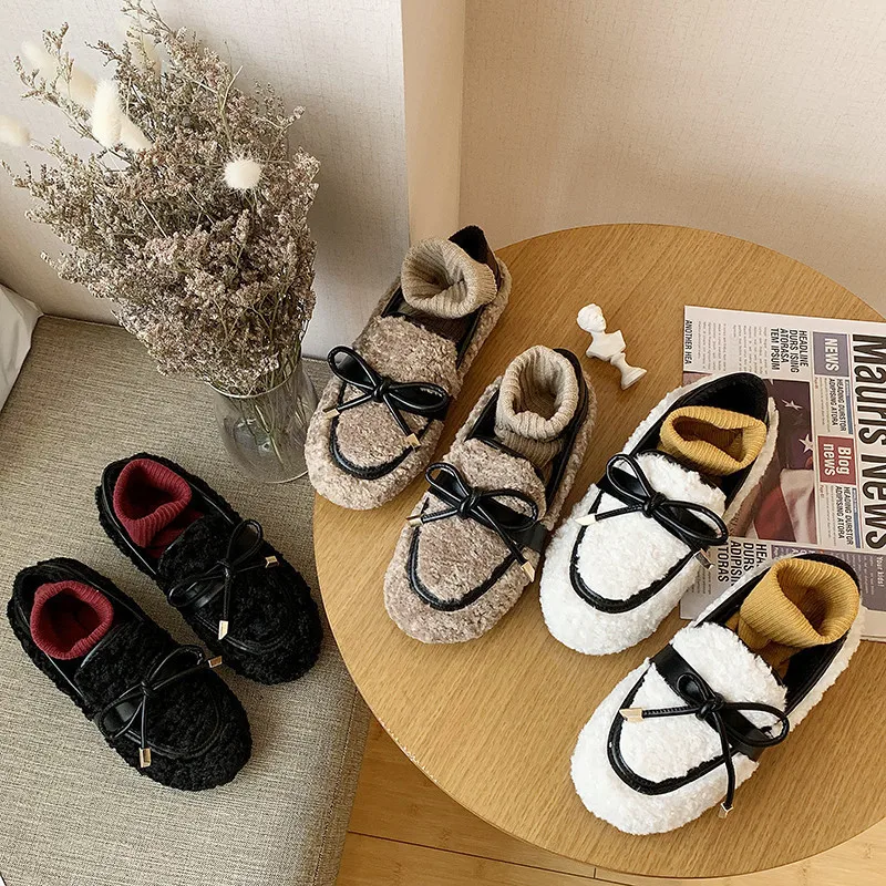 

Shoes Bow 2019 Trendy Shoes Cotton-padded Shoes New Style Online Celebrity Children Thick Bottomed plus Velvet Autumn And Winter