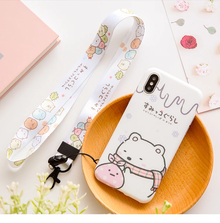 white Милый чехол с животными для iphone 11 pro max, мягкий чехол для телефона, для iphone XSMAX, мультяшный, ipX/Xs, XR, матовый корпус, iP 7/8 plus+ ремешок - Цвет: white