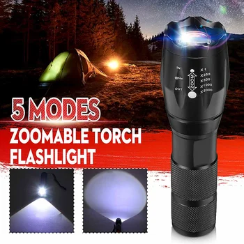 

LED Flashlight T6 Rechargeable Torch Light 5 Modes Outdoor LED Torch Light For Camping Hiking Fishing Riding