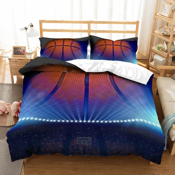 

Basketball Theme Bedding Set Bedroom Decor Boys Gift 100% Microfiber Hypoallergenic with Zipper 1PC Duvet Cover with Pillowcases