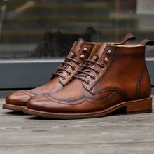 Autumn Winter Men's Chelsea Boots British Style Fashion Ankle Boots High Quality Genuine Leather Vintage Martins Boots