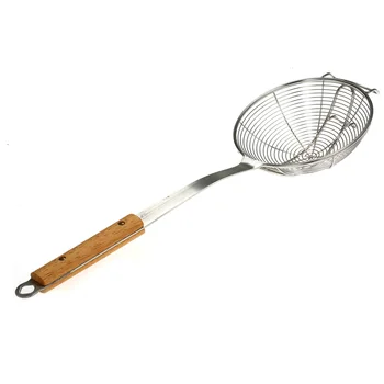

Stainless Steel Strainer Colander Skimmer with Wooden Handle Mesh Filter for Noodles Fries Pasta