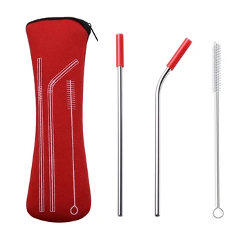 

20 Set Reusable Beer Stainless Steel Straws with Clean Brush & Cloth Bag Wedding Party Healthy Bar Accessories Wholesale X2