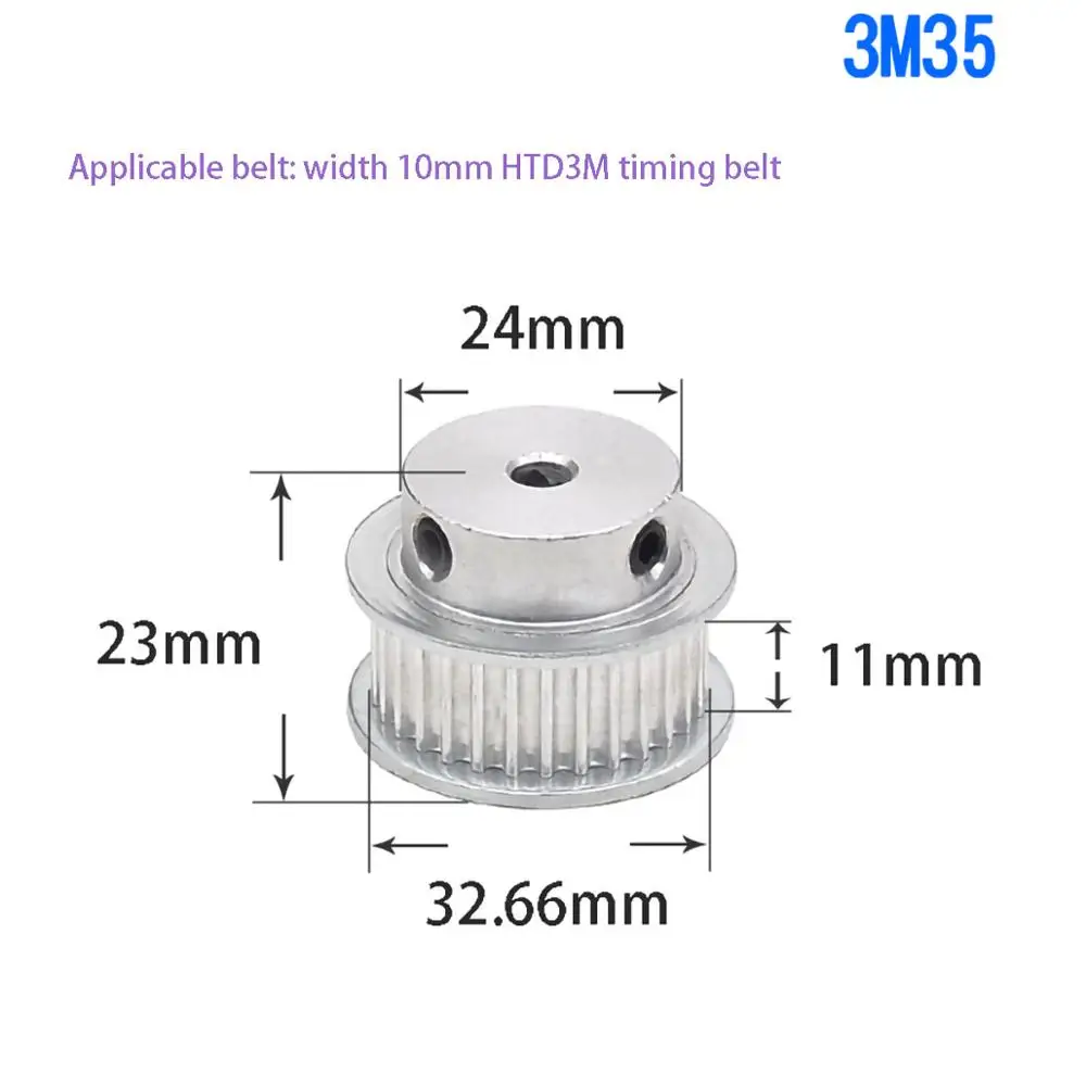 

1Pcs BF-type 35 Teeth HTD3M Timing Belt Pulley Slot Width 11mm/16mm Bore 6mm-17mm For 10mm/15mm Belt CNC Machine/Step Motor