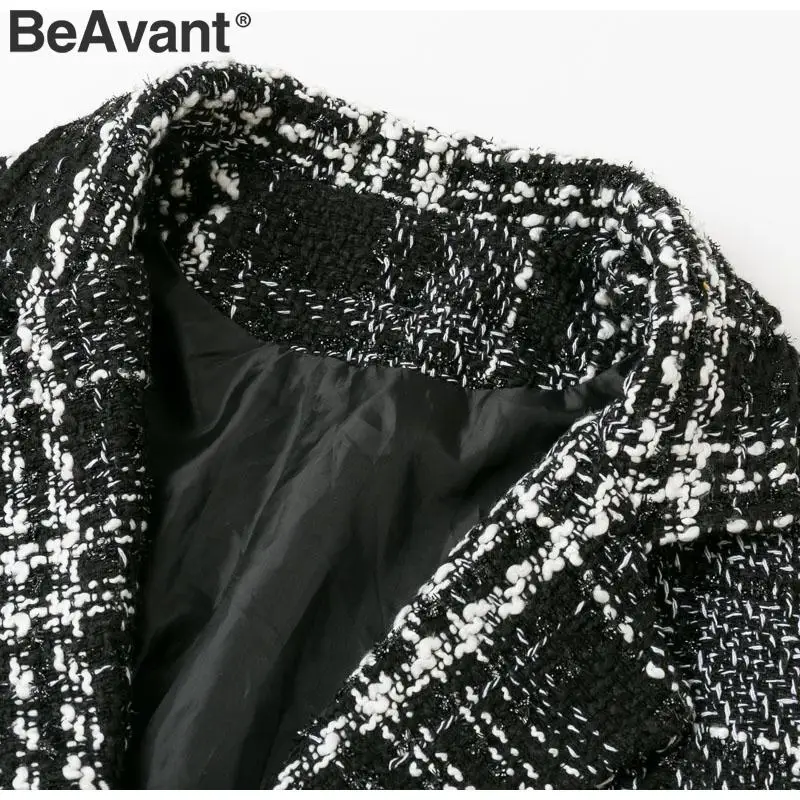 BeAvant, винтажный клетчатый женский Блейзер, пальто, длинный рукав, v-образный вырез, пуговицы, Осень-зима, женские блейзеры, уличная одежда, женские блейзеры, куртки