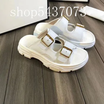 

women sandsls new 2020 spring summer women slippers brand design shoes leather flat luxury Shoes woman