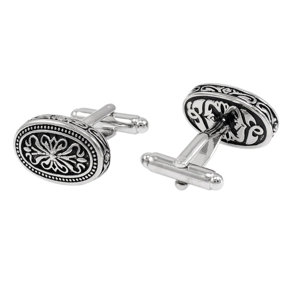 Mens Brass Retro Flower  Cuff Links Wedding Party Clothing Accessory