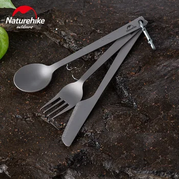 

Naturehike Lightweight Titanium Spoon Knife Fork Set Ultralight 3in1 Camping Cutlery Tableware Dinnerware Sets NH19T012-D