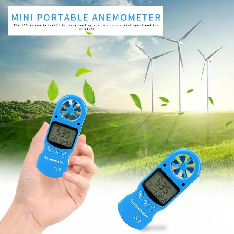

30m/s LCD Digital Backlight Anemometer Thermometer Wind Speed Gauge Windmeter Maximum/Minimum/Average Reading Function