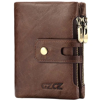 

Gzcz Leather Women Short Style Wallet New Design Vintage Purse Hasp Walet Zipper Purses Card Holder(Coffee)