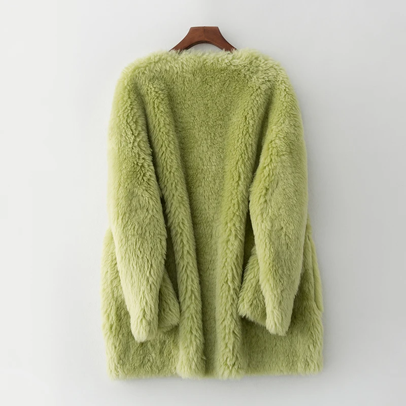 Women Winter Natural Real Fur Coats Granulated sheep sheep shearing coat fur one Warm lambswool fur Jacket