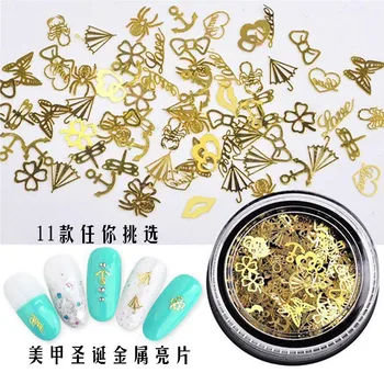 

2020 Winter New Products Nail Ornament Ultra-Thin Hollowout Metal Nail Patch Christmas Flower Stickers Sequin
