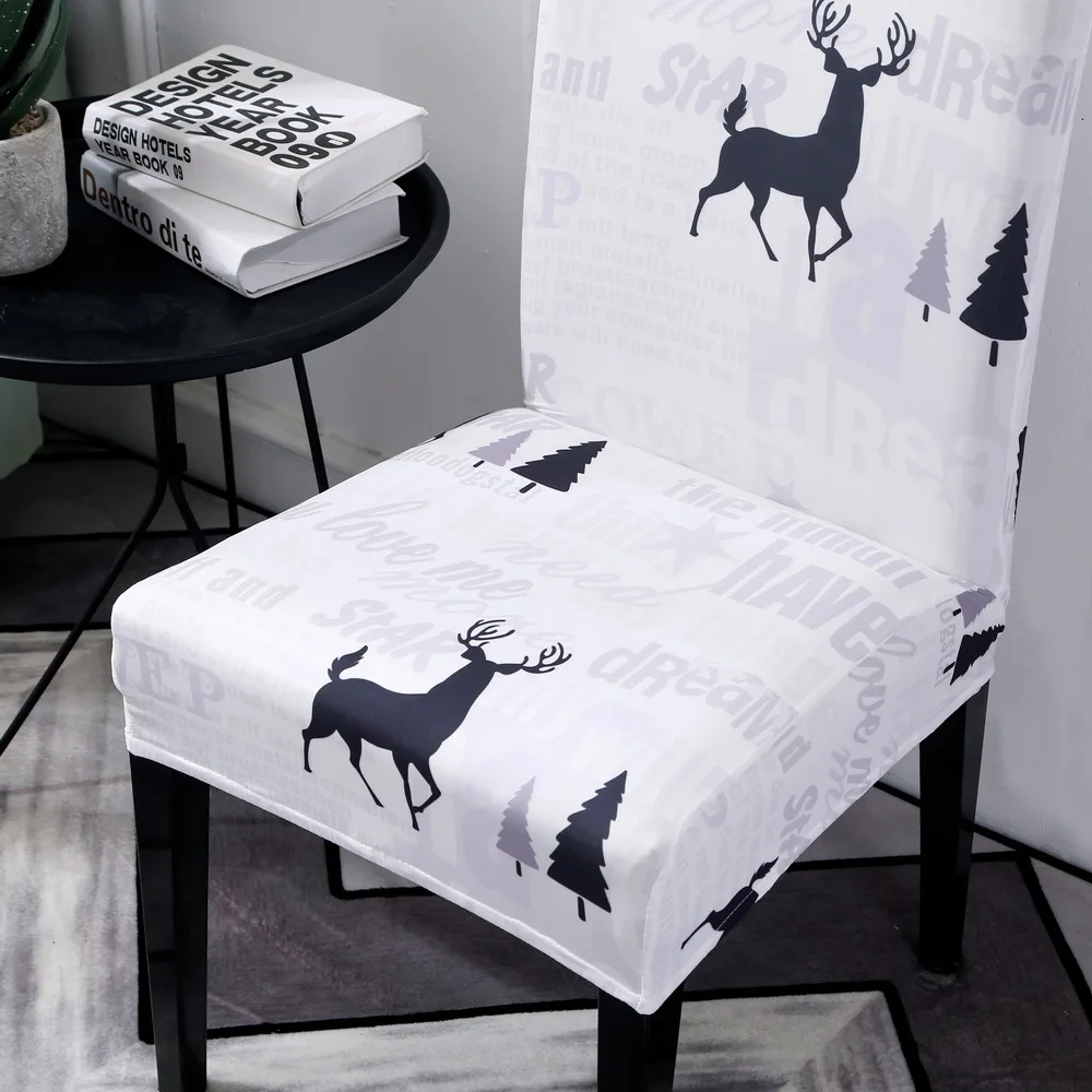 Рождественский стрейч обеденный чехол для кресла спандекс декоративное покрытие офисный Банкетный стул для отеля чехлы для сидений чехлы домашний декор