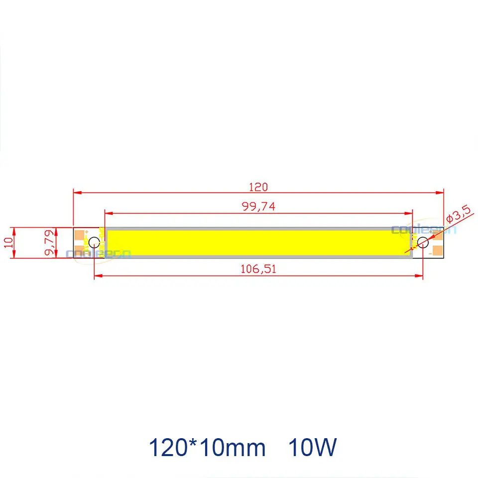 120x10mm 10W DC 12 В COB лампочка, светодиодный панельный светильник, 2 Вт-300 Вт, все размеры, COB модуль, теплый натуральный холодный белый, красный, зеленый, синий цвет, светодиодный светильник для DIY - Испускаемый цвет: 120x10mm 10W