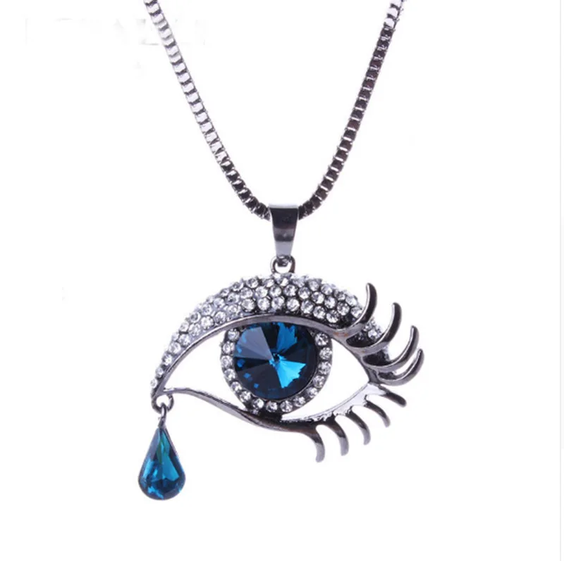 

Foreign Trade Accessories South Korea-Style Magic Eyes Crystal Tears Eyelash Necklace Long Sweater Chain Sen Accessories Wholesa