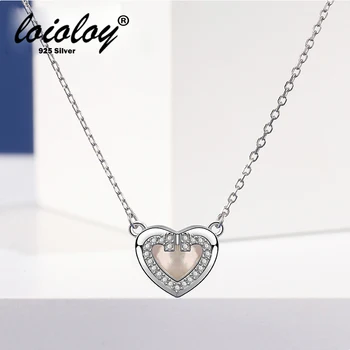 

Heart Pendant Necklace White Shell Valentine Day Gift 925 Sterling Silver Jewelry for Girlfriend