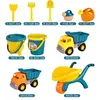 Children Beach Toys Baby Beach Game Toy Kit Sand Box Sand Table Sand Bucket Set Summer Toys for Beach Play Sand Water Play Cart 6