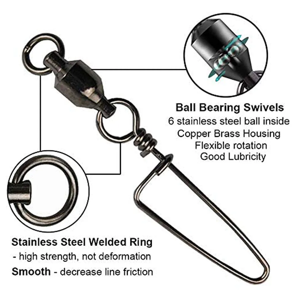 American Fishing Wire Brass Coastlock Snap Swivels (Black/100 Pound Test