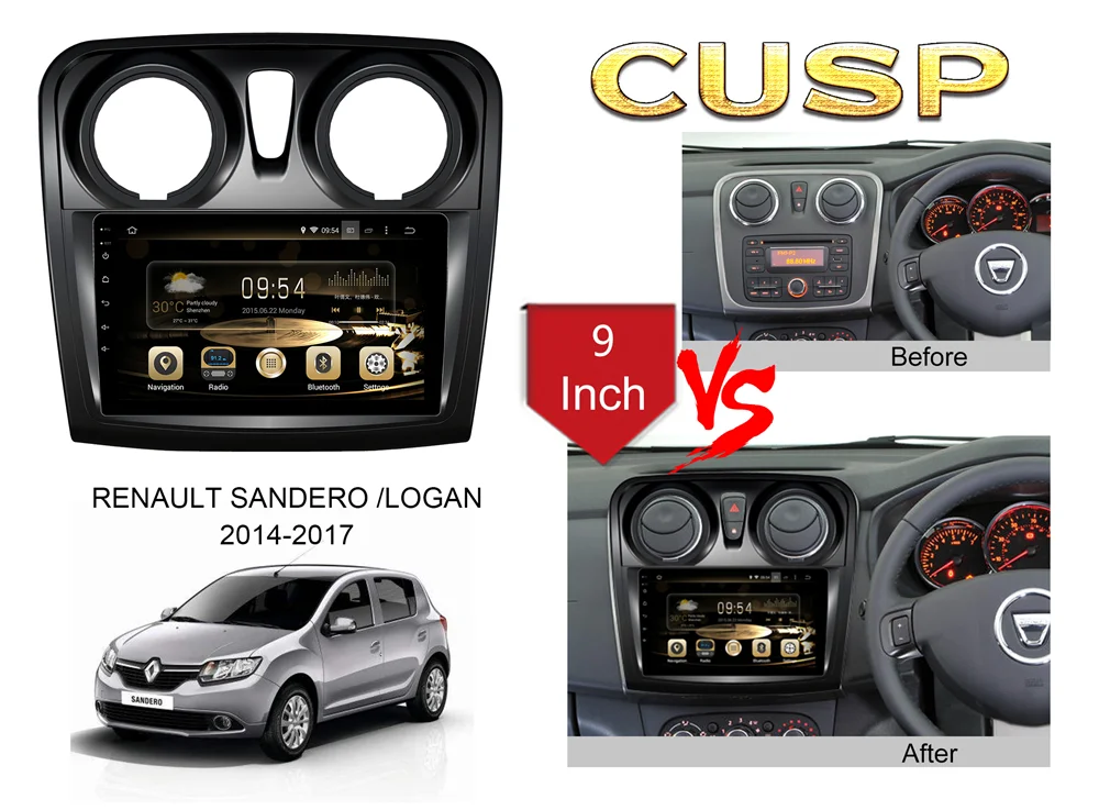 DSP Android 9 Автомобильный gps навигатор Автомобильный без DVD плеер для Renault Sandero/logan+ стерео радиоплеер магнитофон головное устройство