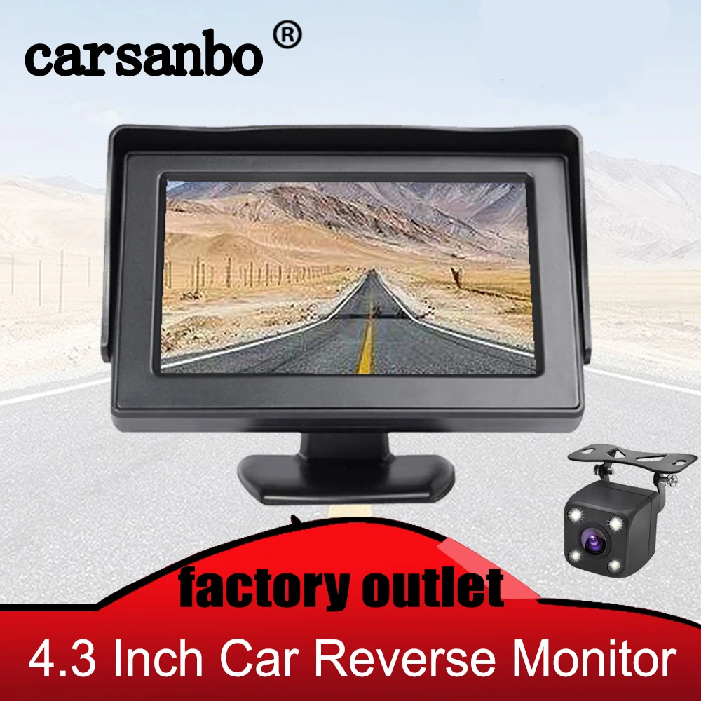 

Carsanbo 4.3 Inch Car Reverse Monitor Parking Backup System TFT LCD Color Screen with Car Rear View Camera For Optional