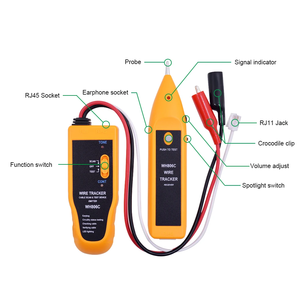 CHIPAL WH806C Ethernet сетевой кабель тестер телефонный телефон провода трекер Tracer линии Finderfor Cat5 Cat6 RJ45 RJ11 инструменты для поиска