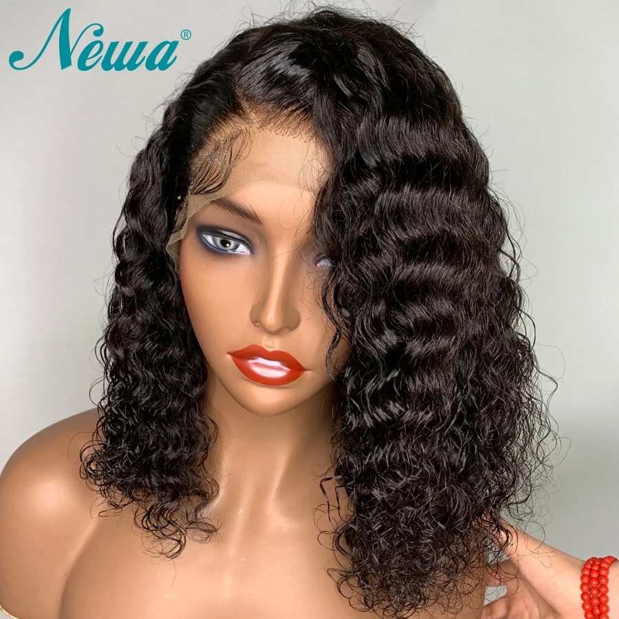 

Newa Hair Short 360 Lace Frontal Wig Wave Wave Glueless Lace Front Wigs For Black Women Brazilian Remy Human Hair Short Bob Wigs