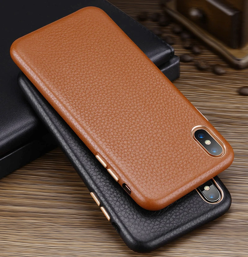  wlzcyhbd 3D Litchi Grain Genuine Cow Leather Phone Case For iPhone 11 Pro Max X Xr Xs 7 8 Plus Unis