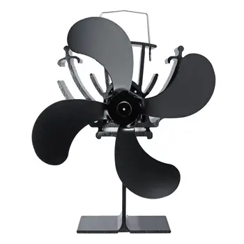 

4 Heat ed Stove Fan Log Wood Burner Ecological Fan Quiet Black Home Fireplace Fan Efficient Heat Distribution