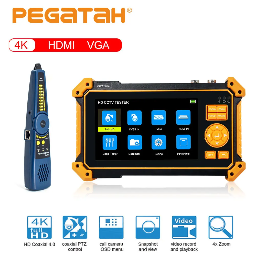 5 Pollici Cctv Tester Mini Monitor Telecamera Tester Sdi Cvi Tvi Hdmi Ahd Videosorveglianza 4K Monitor Cftv Tester Cctv Test Del Cavo