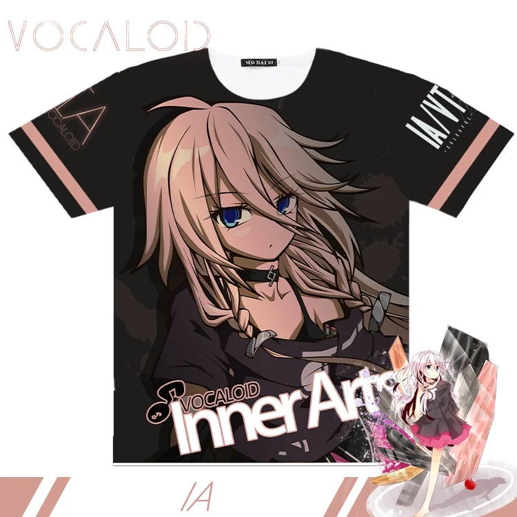 Японский Аниме VOCALOID IA Косплей Футболка полный графический с коротким рукавом унисекс студенческий Casula летние женские мужские футболки