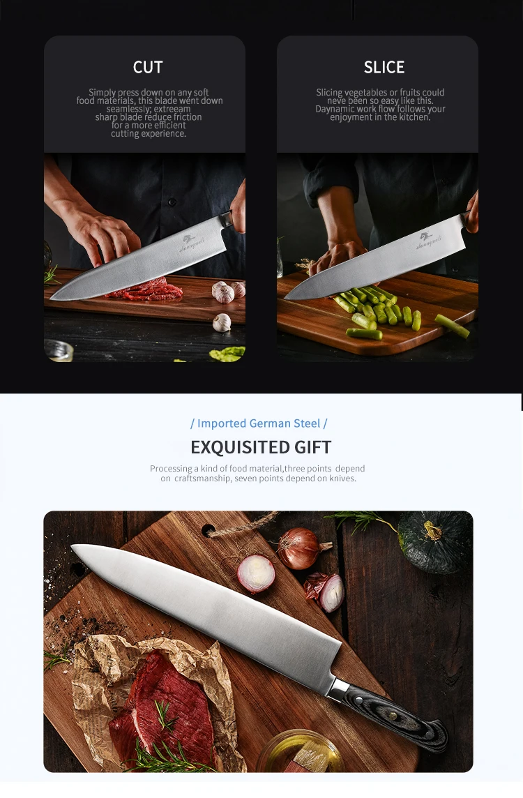 Professional 12 Inch Chef Knife Germany 1.4116 Stainless Steel Gyuto Knife High Quality Kitchen Knives Cook Tool