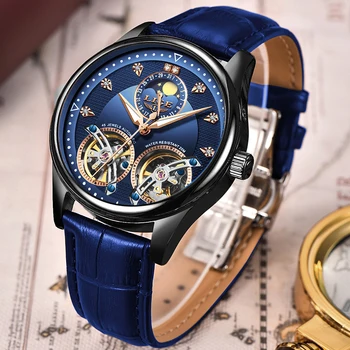 

2020LIGE New Luxury Business Mechanical Wristwatch Top Brand Men Watches Automatic Tourbillon Clock Leather Waterproof Watch Men